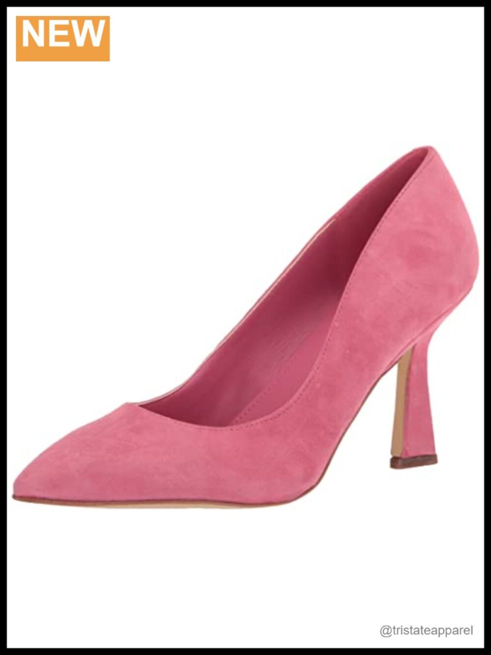 Suede Pointed Toe Stiletto Pump Flared High Heel Party Shoe